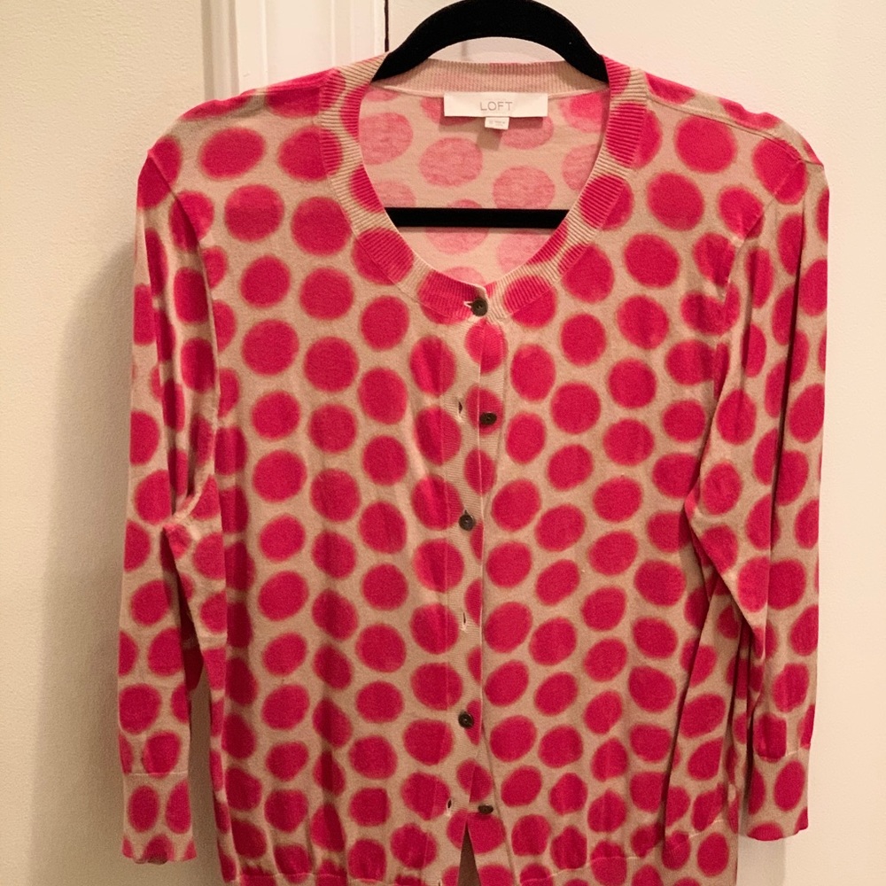 Dark pink and tan long sleeve cardigan